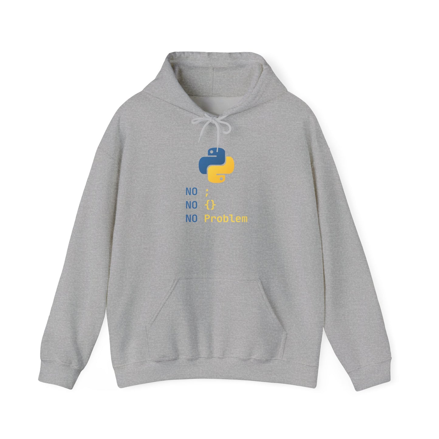 Python Programmer's Hoodie - No ; No () No Problem, Gift for Tech Lovers, Coder, CS Guy