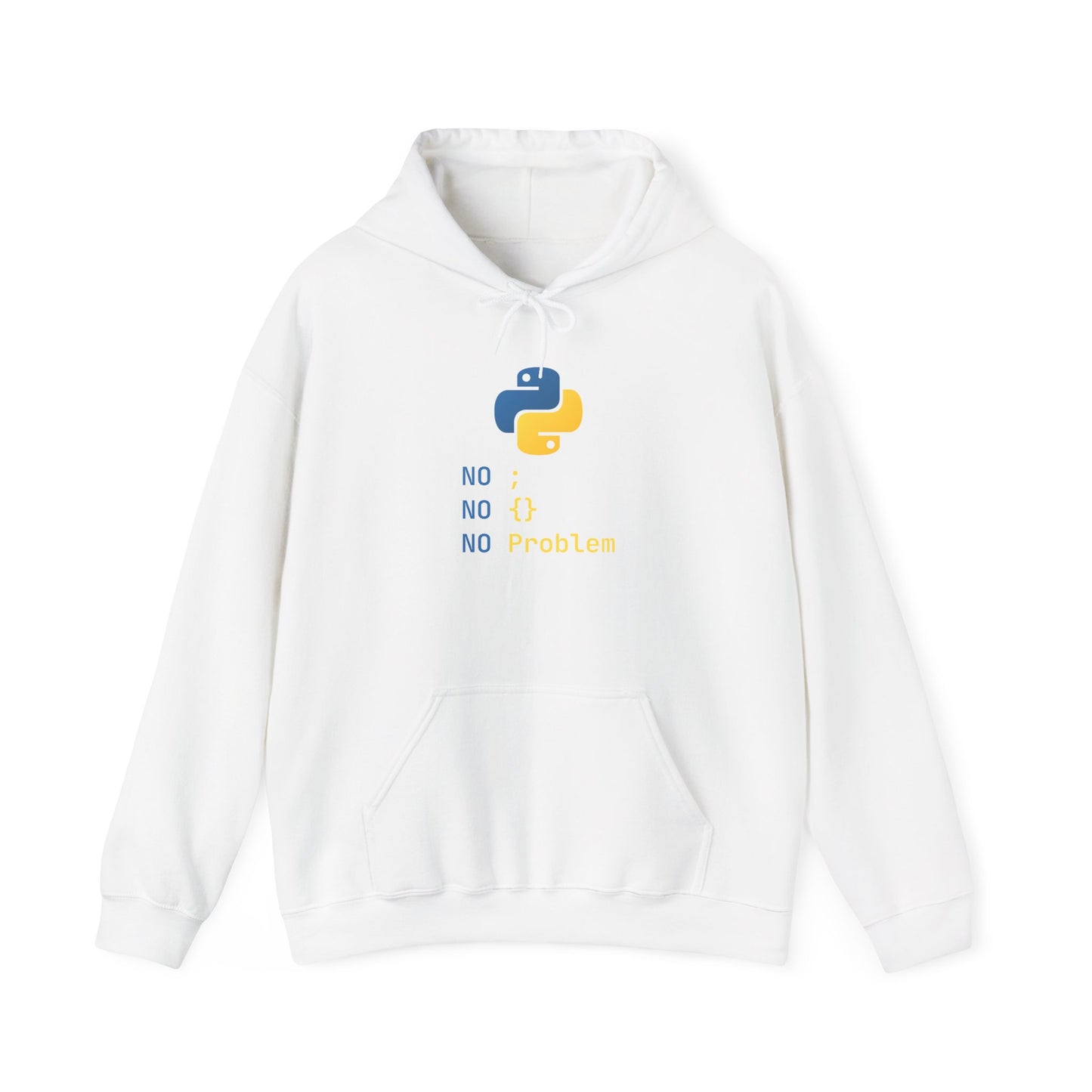 Python Programmer's Hoodie - No ; No () No Problem, Gift for Tech Lovers, Coder, CS Guy