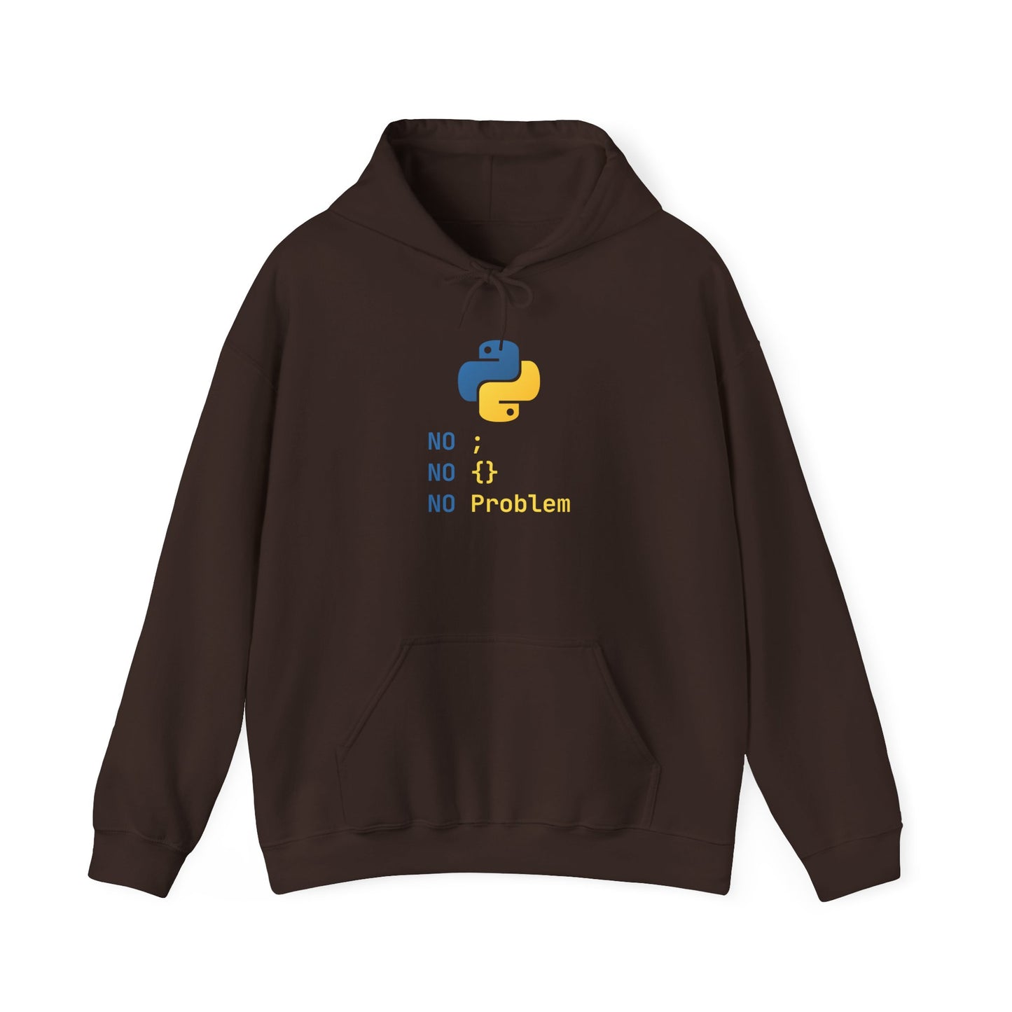 Python Programmer's Hoodie - No ; No () No Problem, Gift for Tech Lovers, Coder, CS Guy