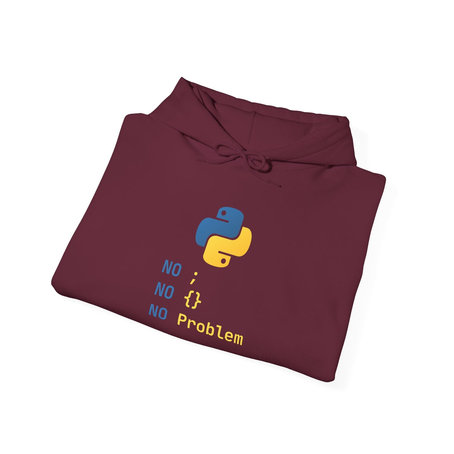 Python Programmer's Hoodie - No ; No () No Problem, Gift for Tech Lovers, Coder, CS Guy