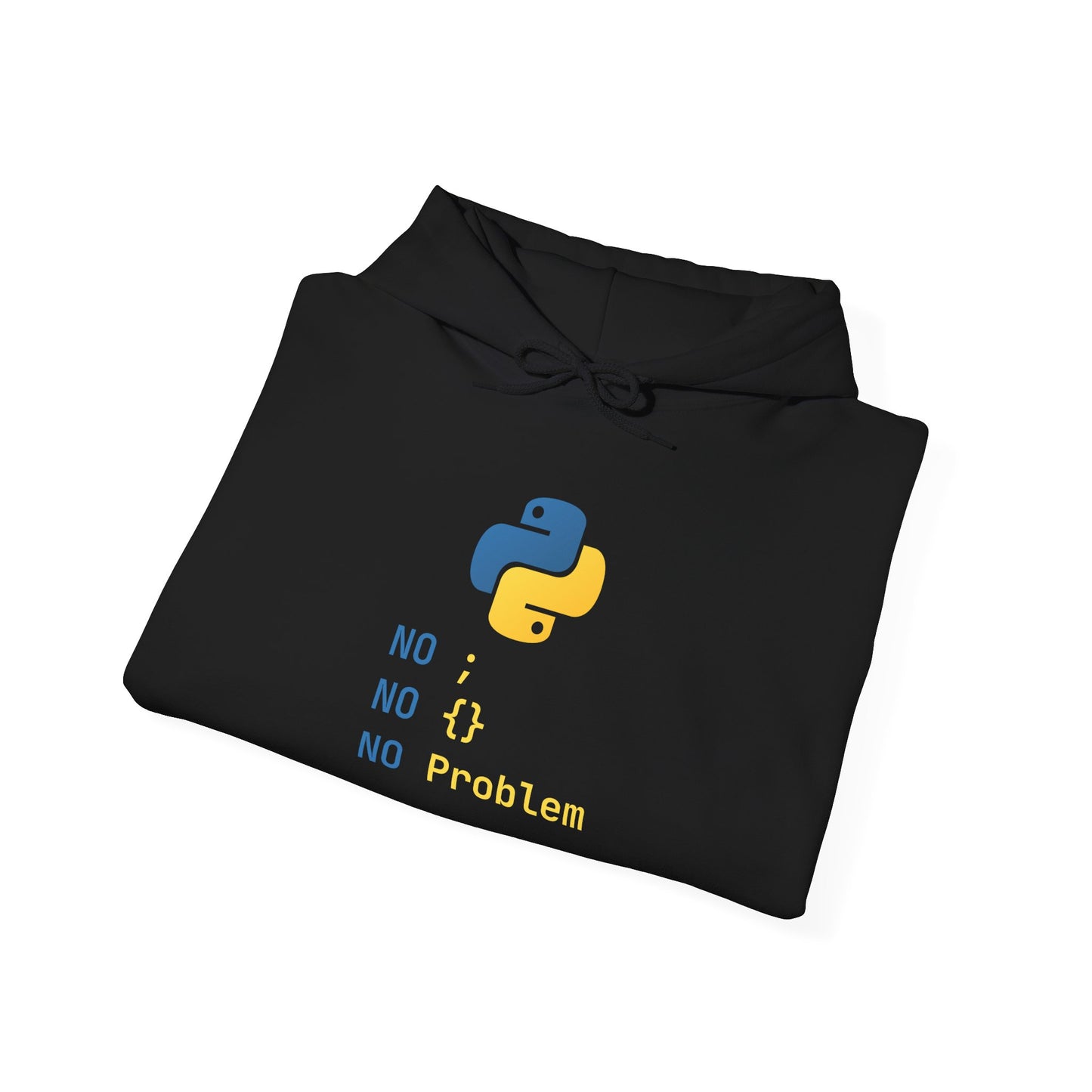 Python Programmer's Hoodie - No ; No () No Problem, Gift for Tech Lovers, Coder, CS Guy