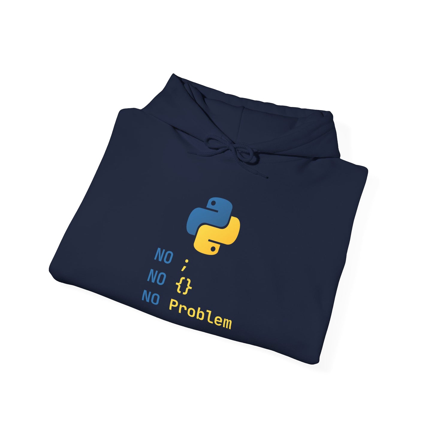 Python Programmer's Hoodie - No ; No () No Problem, Gift for Tech Lovers, Coder, CS Guy
