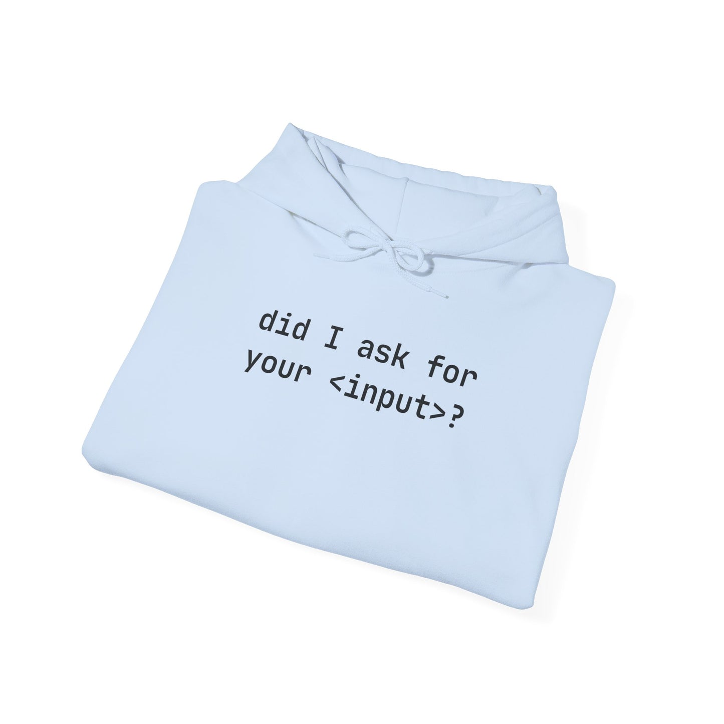 Funny Quote Unisex Hoodie - Did I Ask for Your Input? Unisex Sweatshirt for Coder